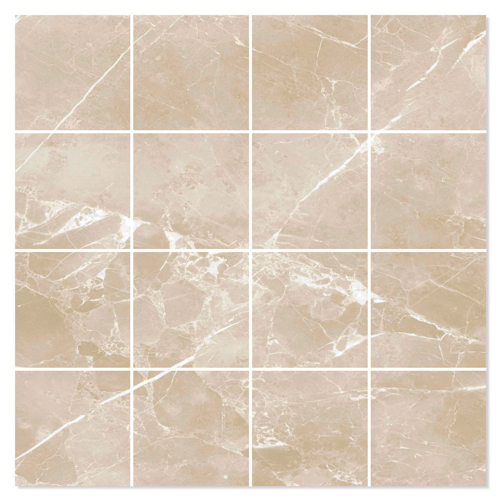 Marmor Mosaik Klinker Soapstone Premium Beige Polerad 30x30 (7x7) cm